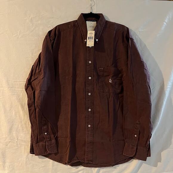 NWT VTG Y2K Nautica Shirt Mens Burgundy Button Down Size XL - Picture 1 of 3
